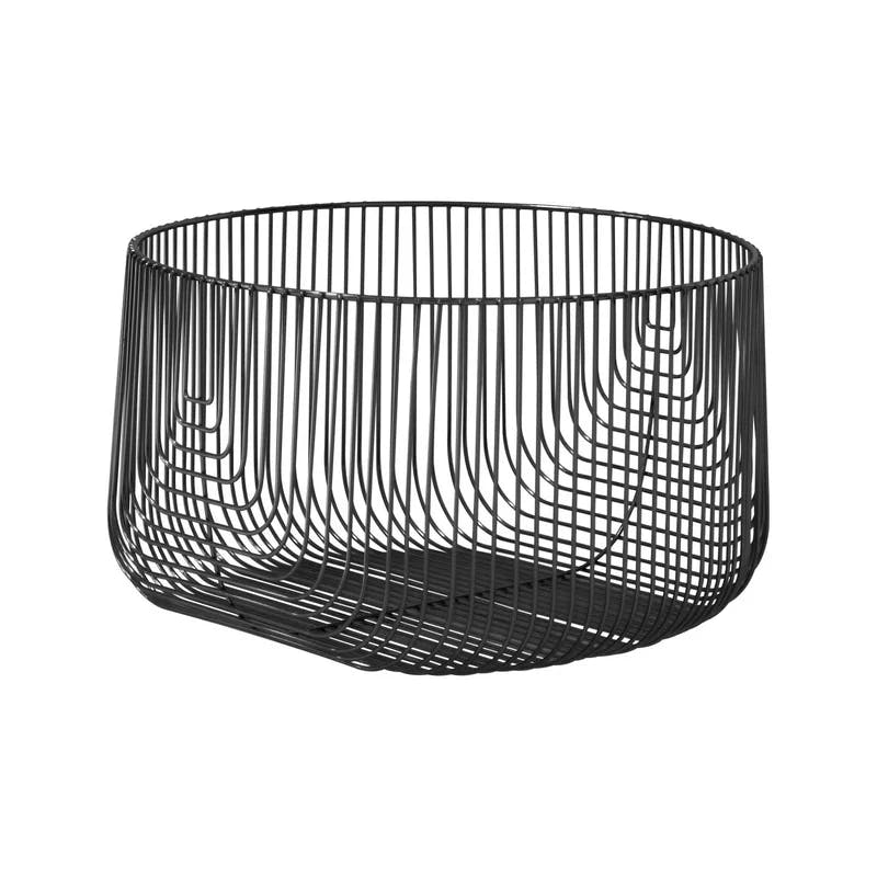 Chic 18" Black Round Wire Storage Basket