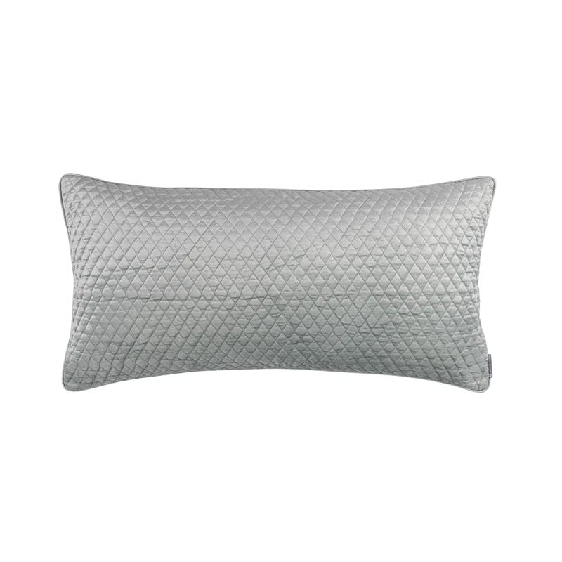Valentina Luxe Gray Velvet Lumbar Pillow with Feather Insert 18" x 36"