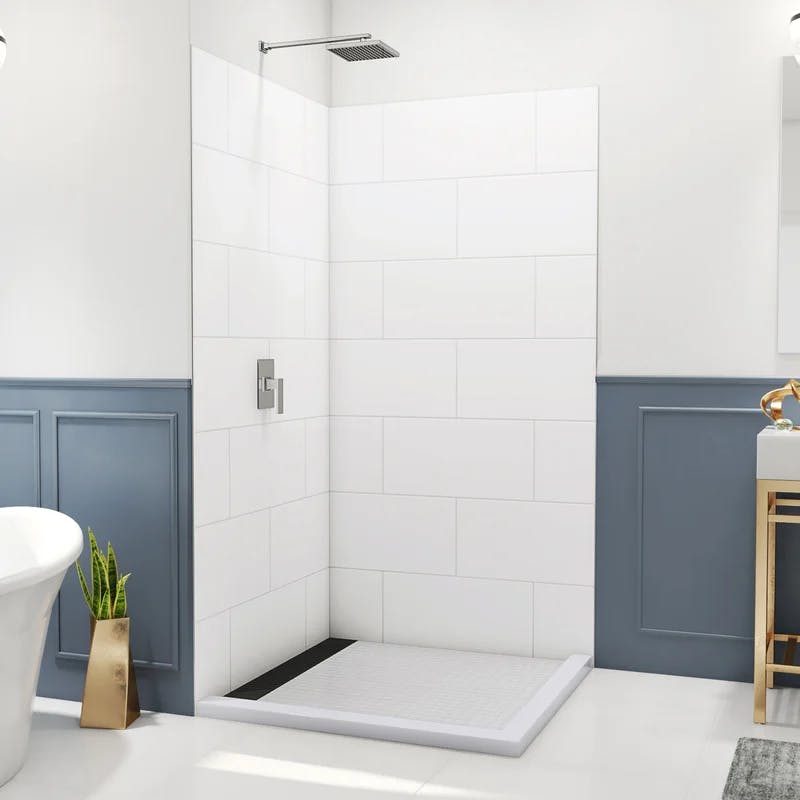 DreamStone White Traditional 42" Corner Shower Wall Kit