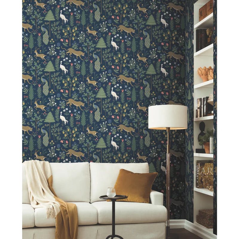 Menagerie Navy 27" L x 27" W Smooth Wallpaper Roll