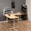 VIVO Light Wood & White Electric L-Shaped Adjustable Desk