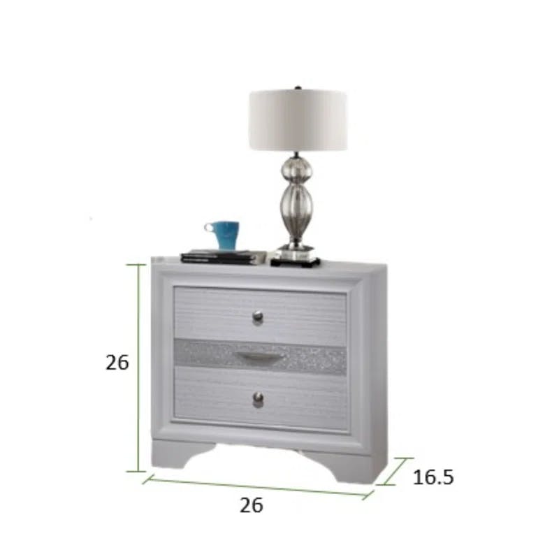 Matrix Traditional 2-Drawer White Wood Nightstand with Jewelry Tray