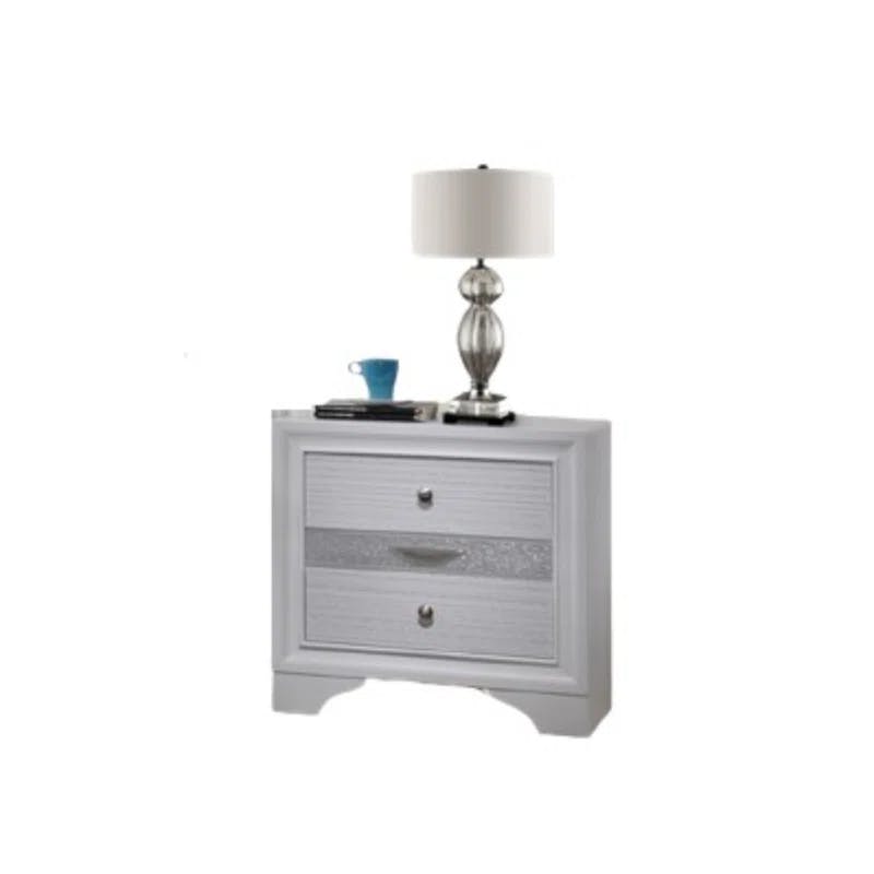 Matrix Traditional 2-Drawer White Wood Nightstand with Jewelry Tray