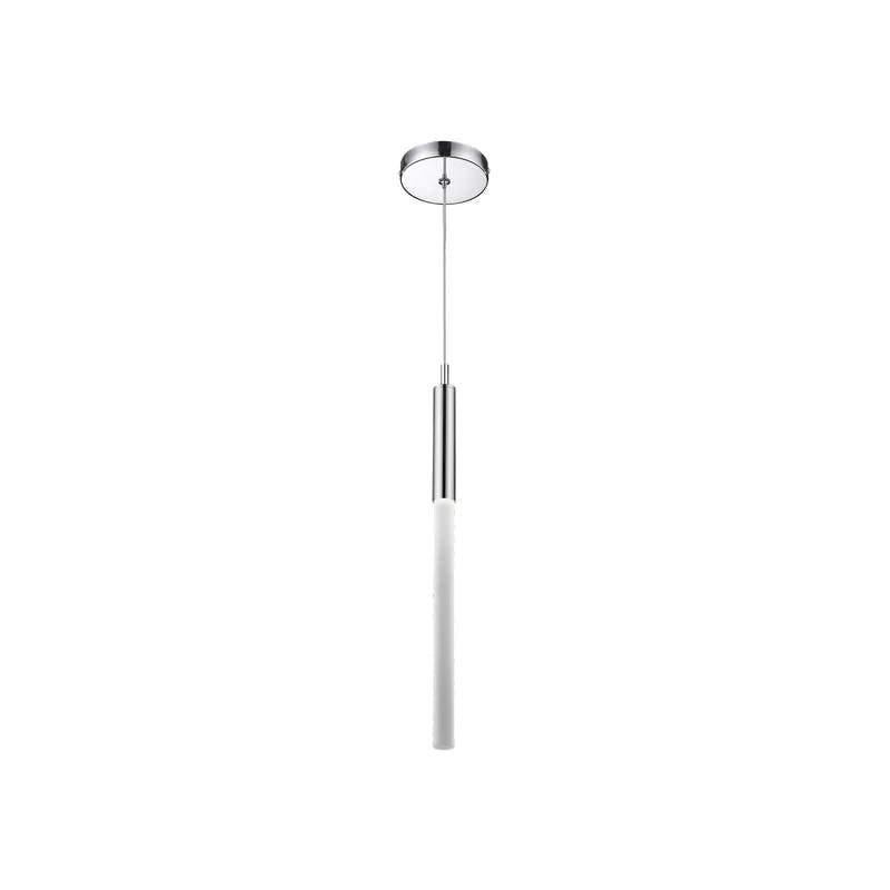 Main St. Slim Cylinder Frosted Glass Pendant in Polished Nickel
