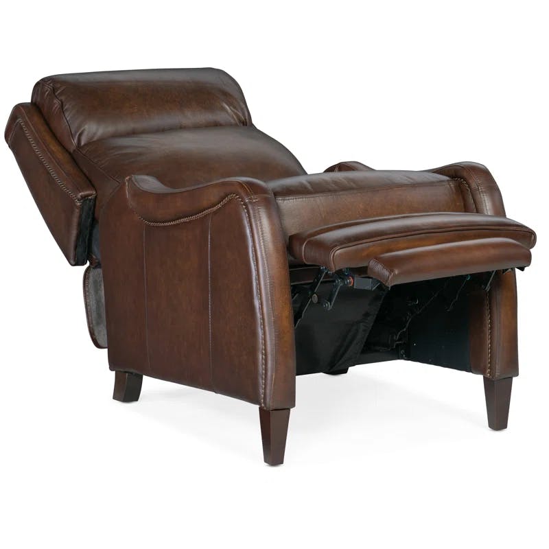 Brindisi San Marco Leather Recliner with Dark Wood Finish