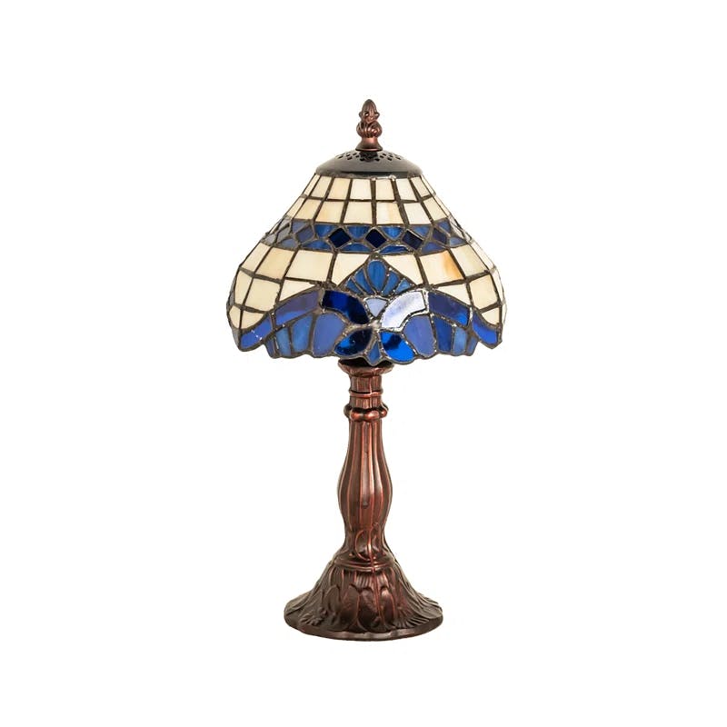 Baroque Blue Stained Glass 1-Light Novelty Table Lamp