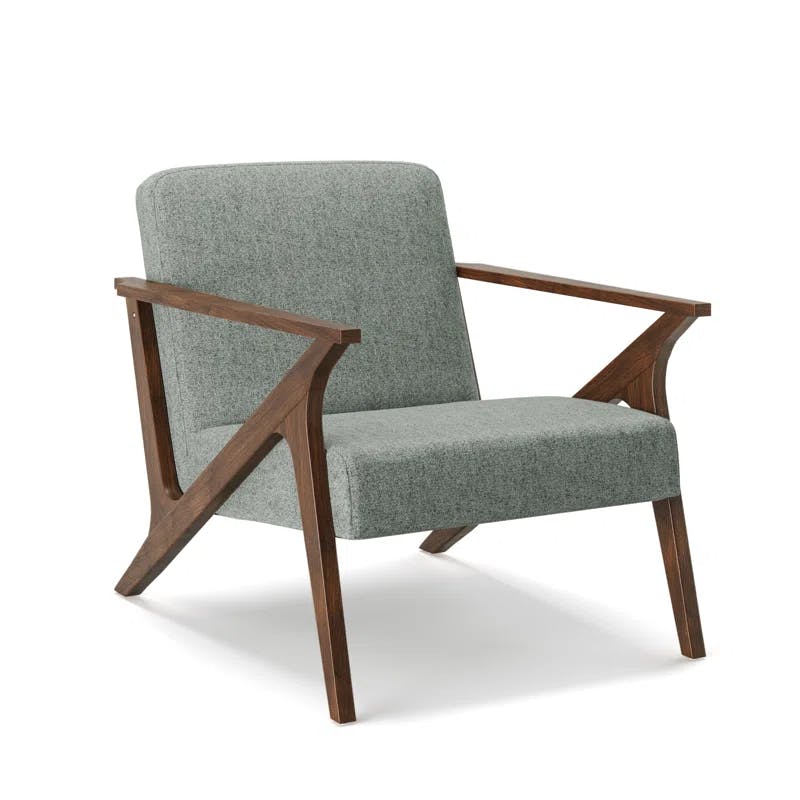 Grove Mid-Century Modern Gray Wood Frame Upholstered Accent Chair