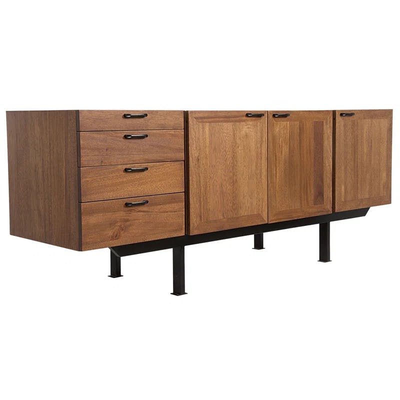 Mind-Croft 76.5'' Walnut Sideboard with Metal Accents