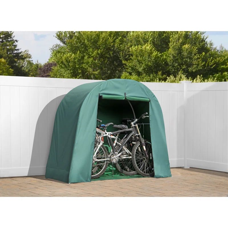 Compact Weatherproof Green Galvanized Steel Bike Shed 7x3
