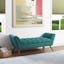 Modway Teal Mid-Century 53" Fabric Bench with Tapered Wood Legs
