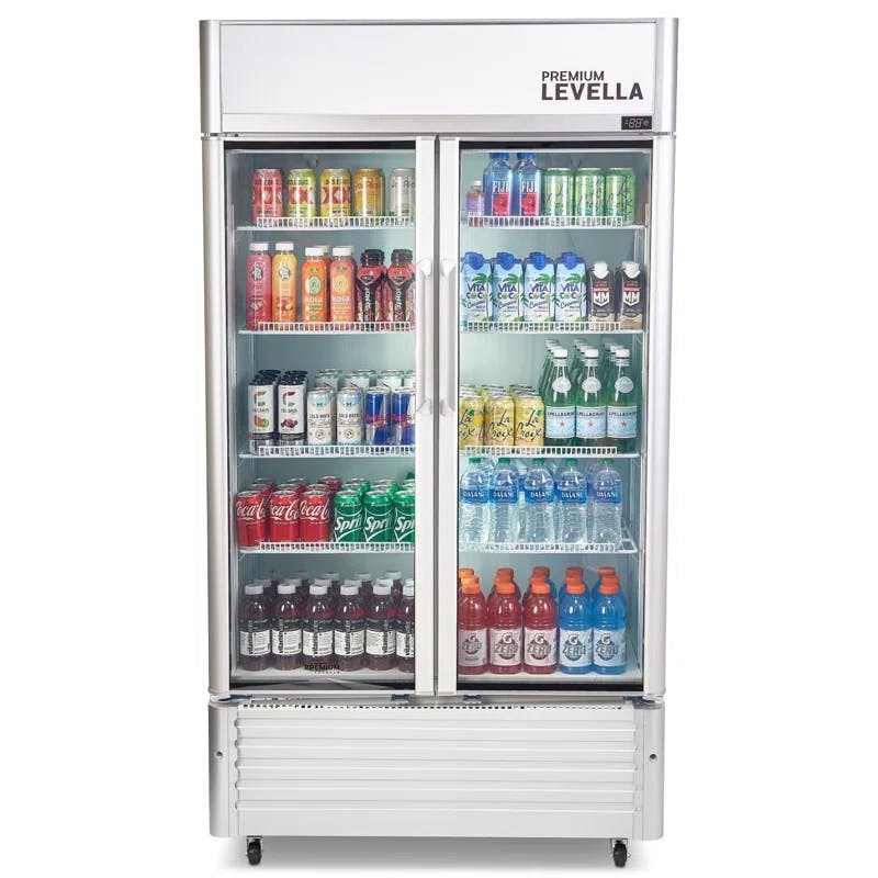Premium 73'' Silver Smart Upright Double Glass Door Refrigerator