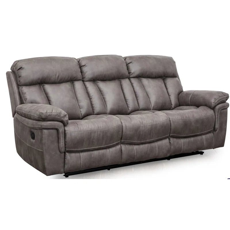 Gunmetal Gray 88" Power Reclining Sofa with Pillow-Top Arms