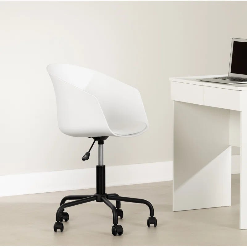 South Shore Flam 22" White and Black Metal Task Chair