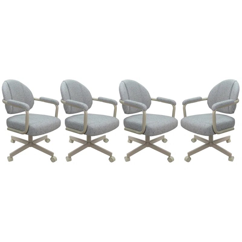 Hemsath Slate Beige Upholstered Swivel Metal Dining Chair Set of 4