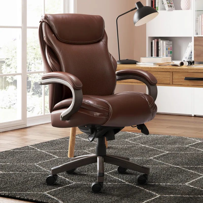 Chestnut Brown Leather High-Back Swivel Executive Chair