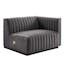 Elegant Black Gray Velvet Wood Armchair with Matte Base