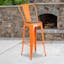 Rustic Orange 30" High Metal Barstool with Wood Seat