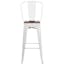 Rustic White 30" Metal Barstool with Wood Seat and Backrest