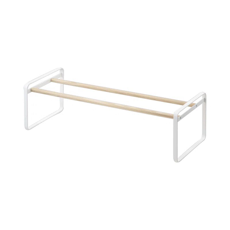Expandable White Steel Shoe Rack with Stackable Design