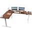 Dark Walnut & White Electric Adjustable L-Shaped Desk with Memory Settings