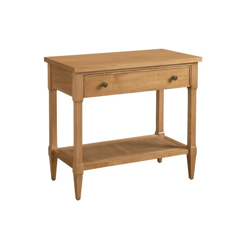 Table Rock Mid-Century Modern Nightstand with Cane Shelf