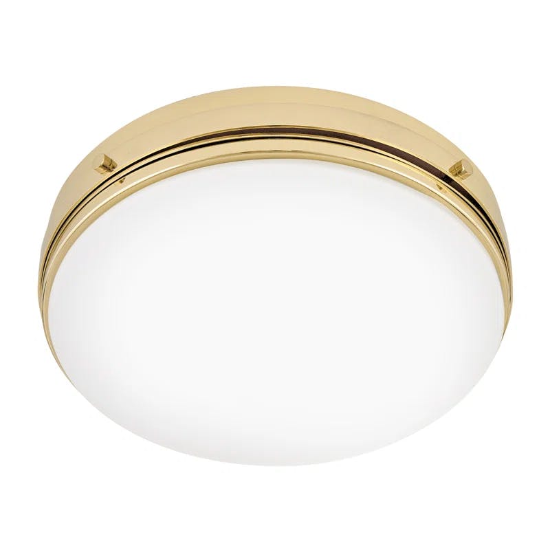 Oliver Bright Brass 3-Light LED Flush Mount with Etched Opal Shade