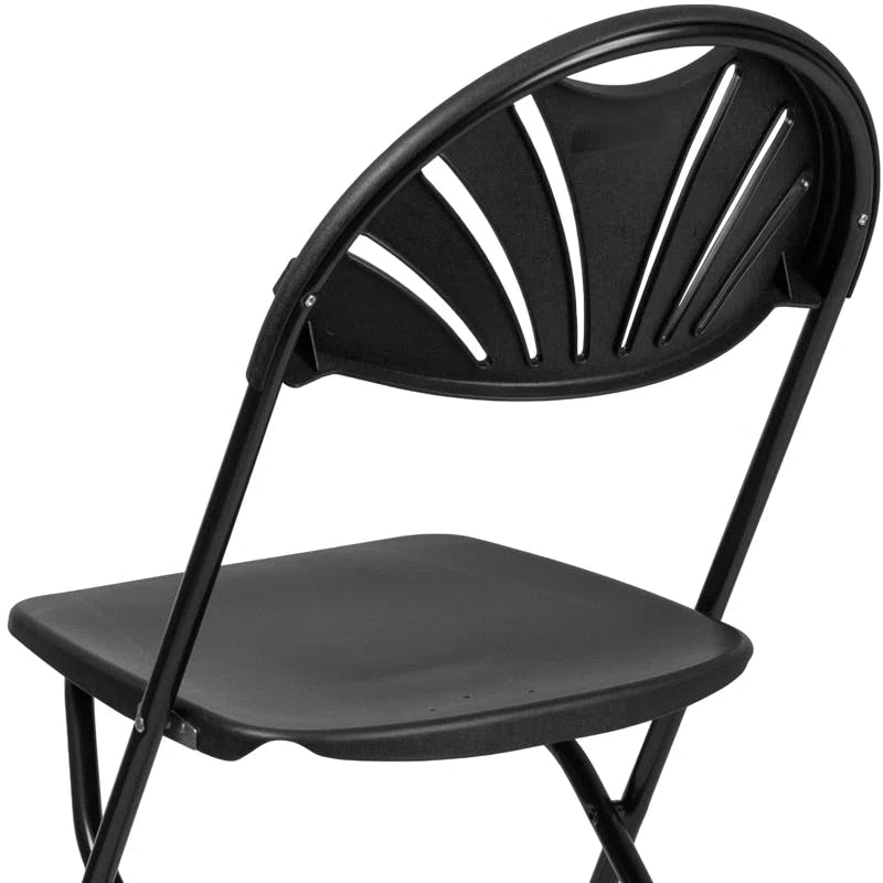 Hercules Series 650 lb Capacity Black Plastic Fan Back Folding Chair