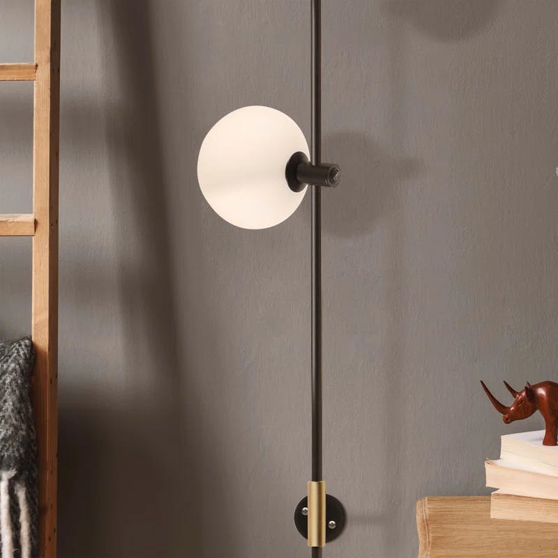 Equinox Modern Black LED Wall Sconce Lamp with Frosted Glass Globes