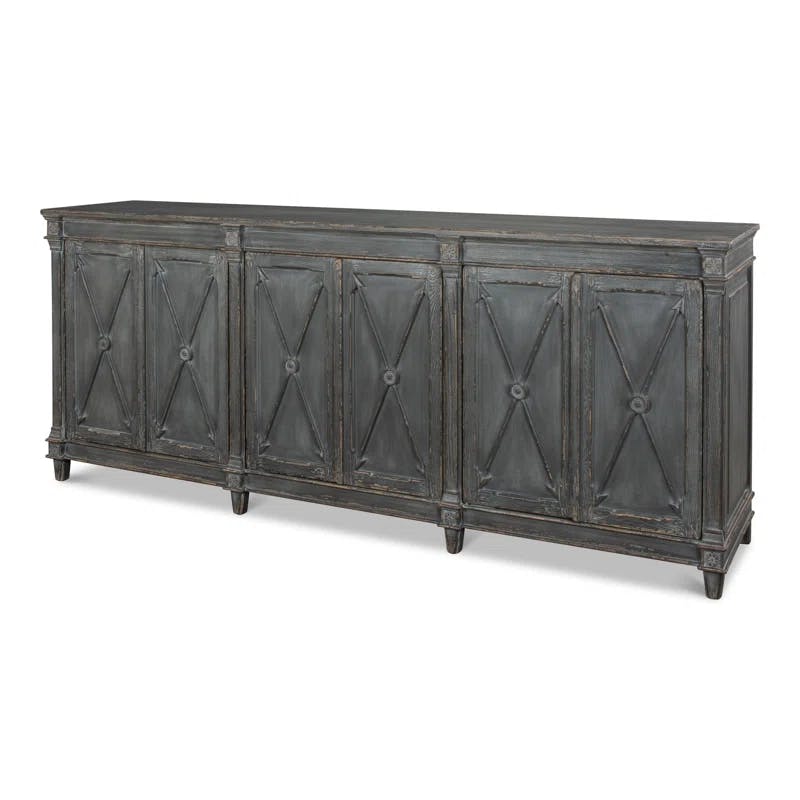 Marksman 96'' Concrete Gray Solid Wood Traditional Sideboard