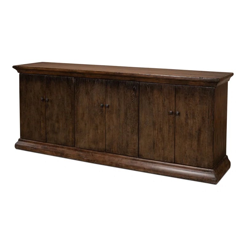 Rustic Charms 87'' Brown Elm Wood Sideboard Cabinet