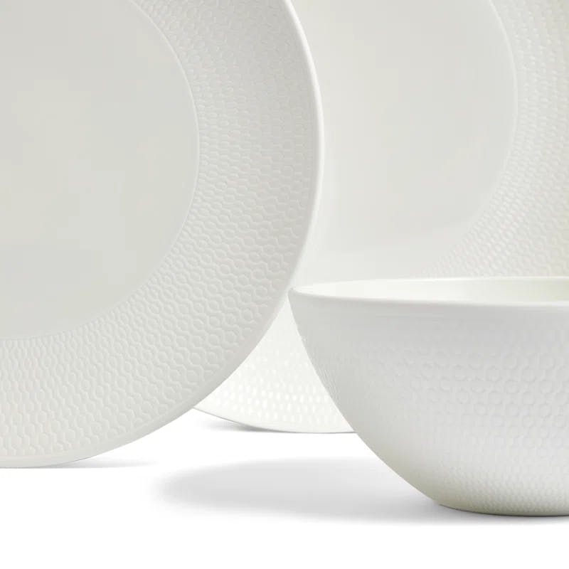 Elegant White Porcelain 12-Piece Dinnerware Set for 4