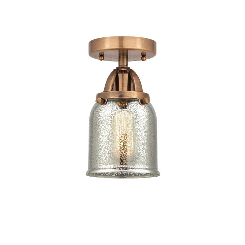Antique Copper & Silver Mercury Glass 9.25" Semi-Flush Mount Light