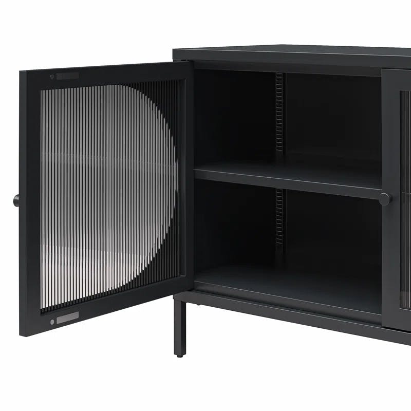 Luna Black Metal 2-Door Accent Cabinet with Adjustable Shelving
