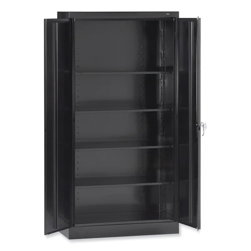 Freestanding Lockable Black Office Cabinet with Adjustable Shelving