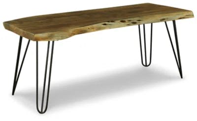 Haileeten 45'' Black/Brown Solid Wood Bench with Hairpin Legs