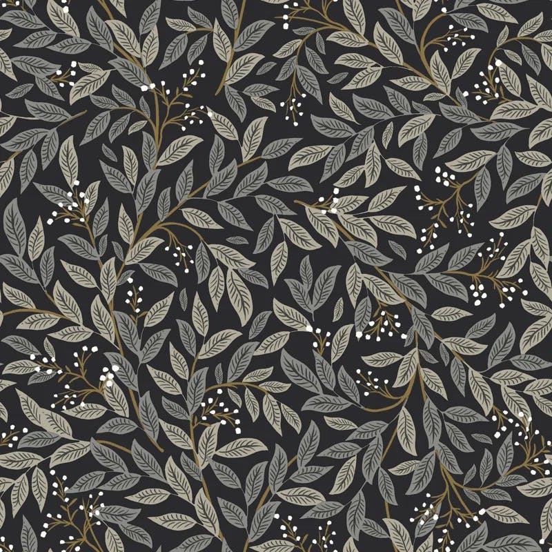 Willowberry 20.5" Black Floral Peel & Stick Wallpaper Roll