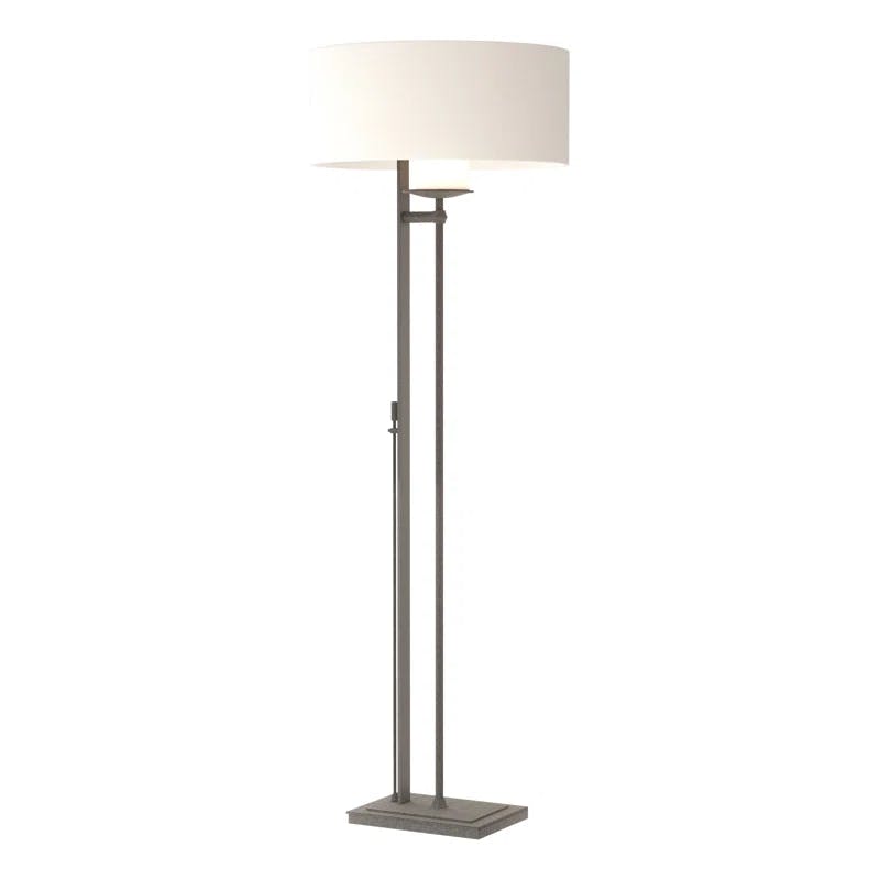 Edison White 60" Handcrafted Steel Floor Lamp with Natural Anna Shade