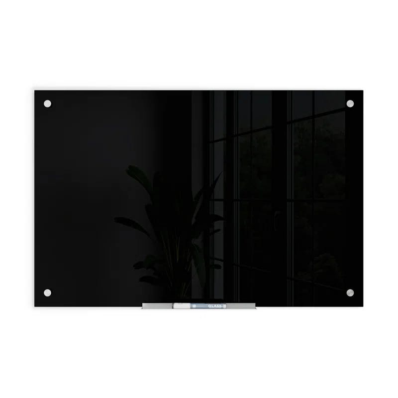 Contemporary Black Glass 36" x 24" Frameless Dry Erase Board