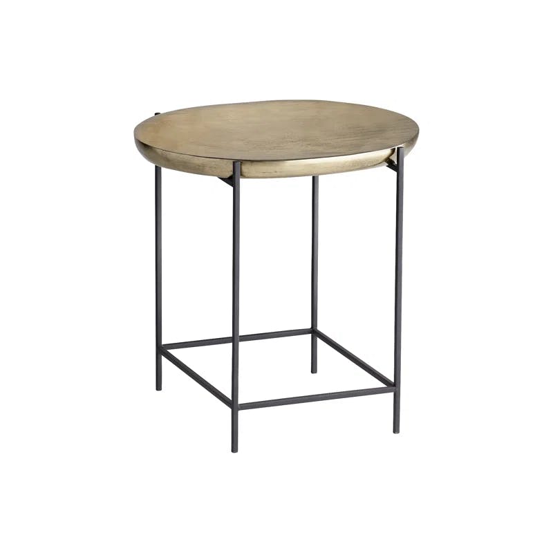 Buoy Round Aged Gold Metal End Table