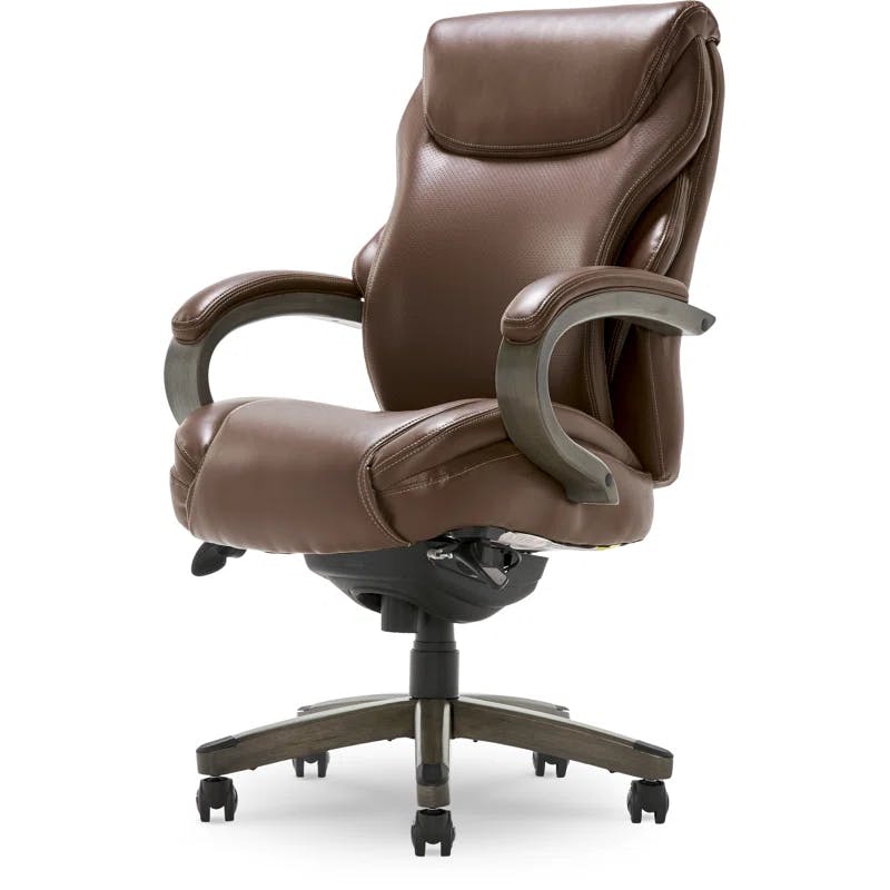 Chestnut Brown Leather High-Back Swivel Executive Chair