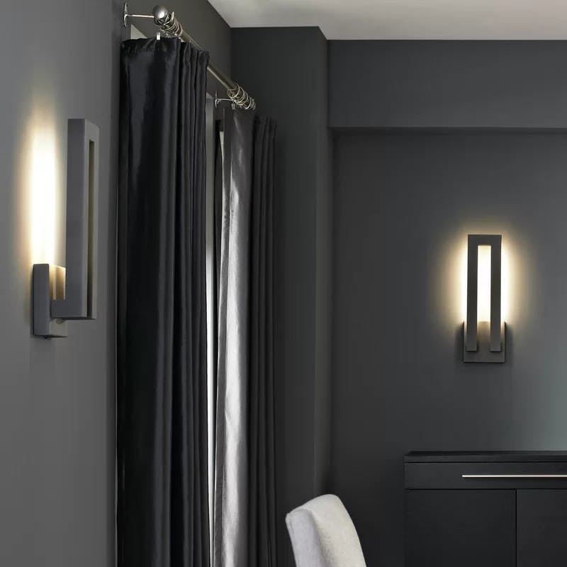 Forq Modern Black LED Outdoor Sconce with White Diffuser Glass