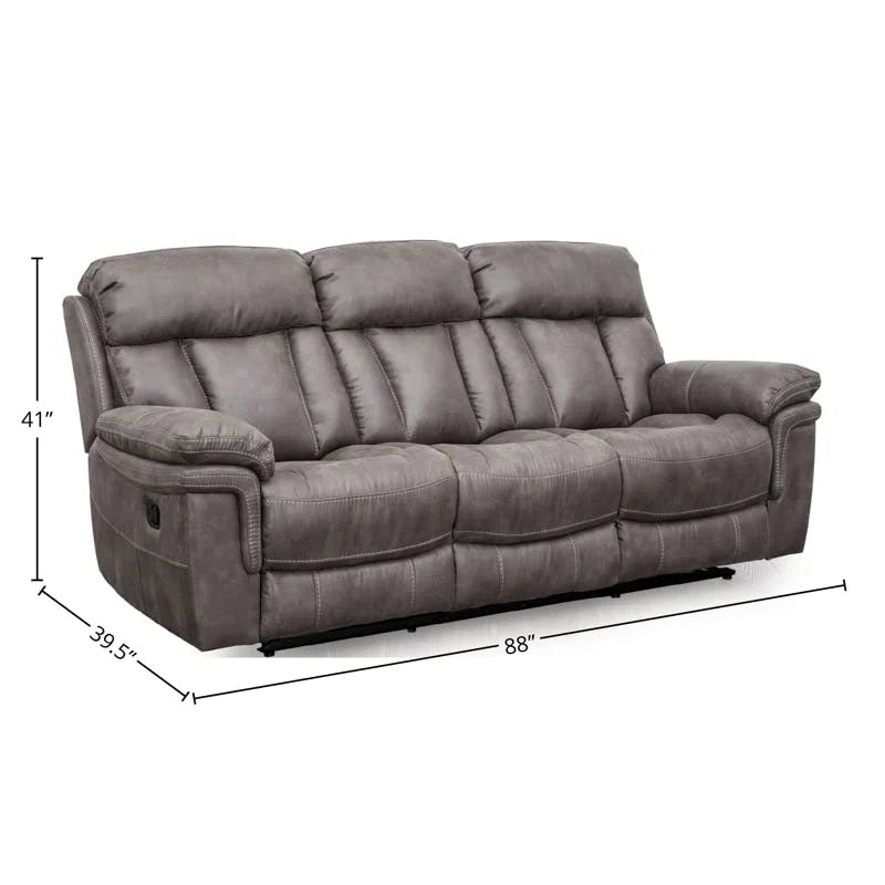 Gunmetal Gray 88" Power Reclining Sofa with Pillow-Top Arms