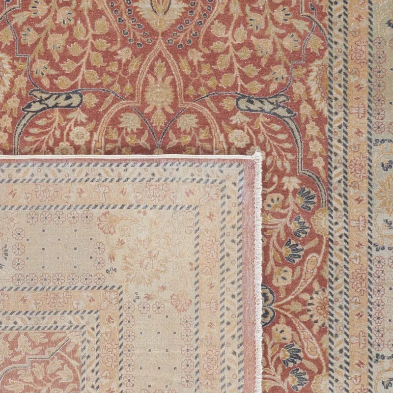 Elegant Tabriz-Inspired Hand-Knotted Wool Blend Area Rug, 8' x 10'