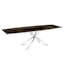 Elegant Extendable Smoked Glass Dining Table with Polished Stainless Steel Base