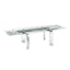 Astor Extendable Glass Dining Table with Silver Stainless Steel Base