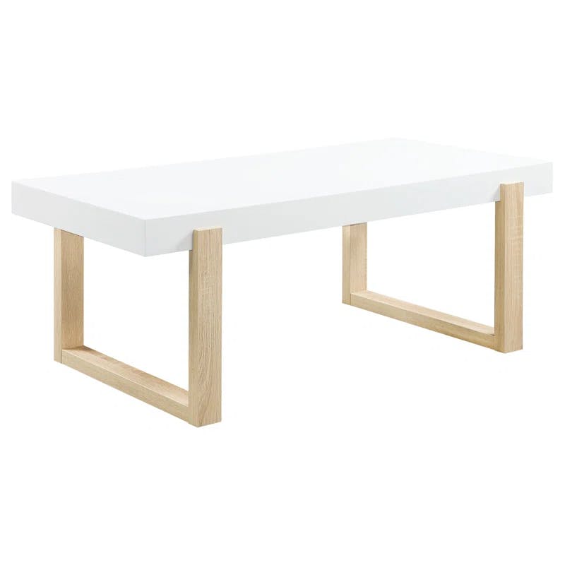 Pala 47'' White High Gloss and Natural Wood Coffee Table