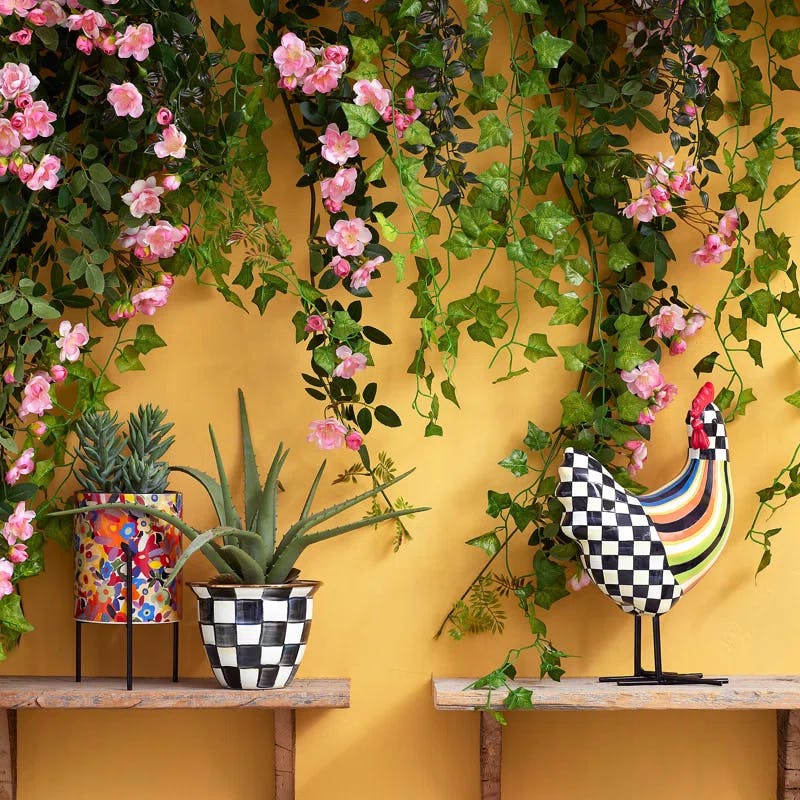 Avant Garden Hand-Painted Stripe Chicken Figurine