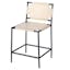Off-White Leather and Black Metal 24" Counter Stool