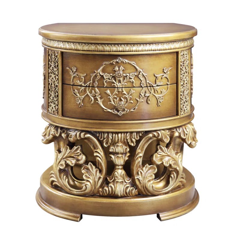 Constantine Baroque Brown & Gold 2-Drawer Nightstand