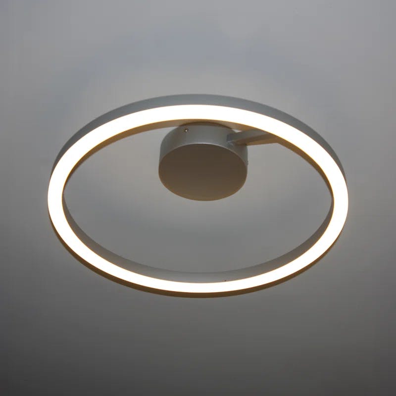 Zuben 20" Satin Nickel Modern LED Drum Ceiling Light